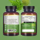 Braune glasflasche mit schwarzem deckel und grünem etikett mit prowise healthcare bio moringa vegan kapseln