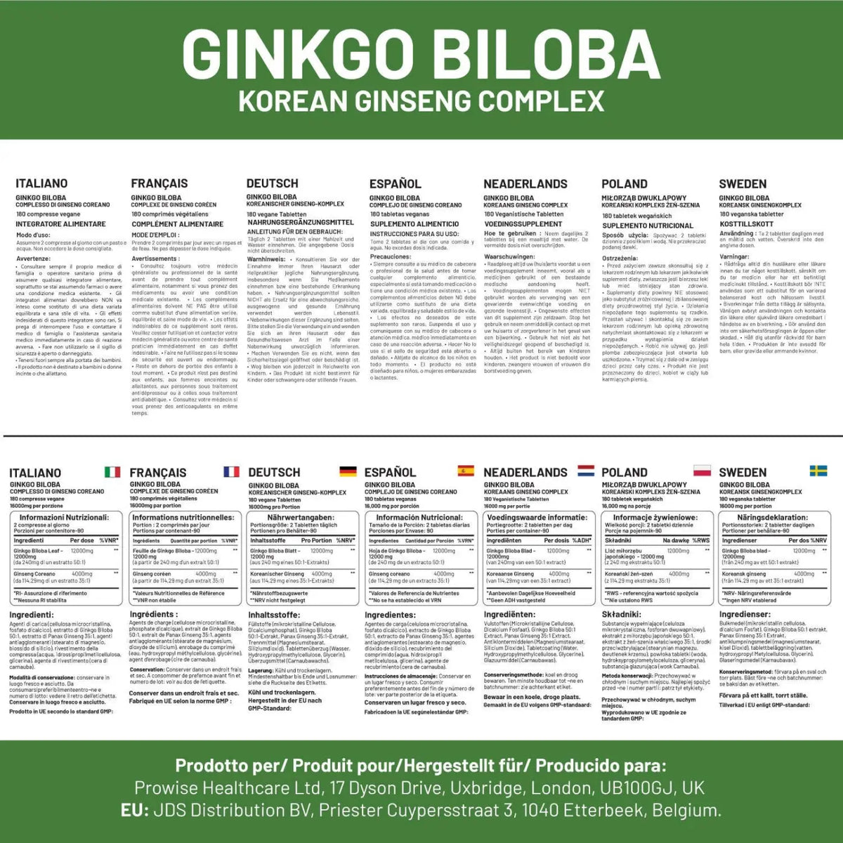 Ginkgo Biloba und Ginseng, Verpackung