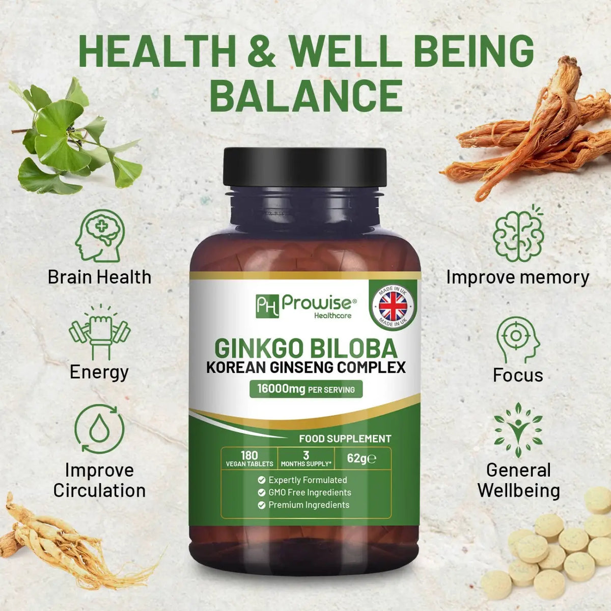 Ginkgo Biloba und Ginseng Tabletten