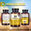 Hochdosierte Vitamin D3 4000 IE Nahrungsergänzungstabletten von Prowise Healthcare, 14 Monate Vorrat, in Blisterverpackung