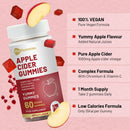 Weiße und rote flasche progummies apfelessiggummis von prowise healthcare mit apfelillustration für cider vinegar
