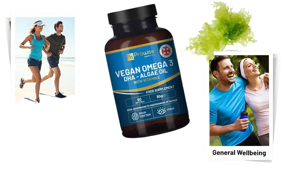 Prowise Vegan Omega-3-DHA aus Algenöl in 60 Weichkapseln, Nahrungsergänzung, pflanzliche Omega-3-Quelle