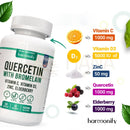 Weiße plastikkapsel harmonify quercetin mit bromelain ergänzungen zink holunder mit vitamin c d3 zinc etikett