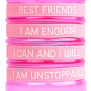 Pink silikon wristbänder mit weißen motivierenden sprüchen für rabbit positivity band kinder trinkflasche kids