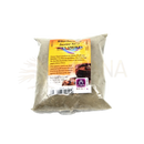 A clear plastic bag of fine gray quartz sand holy smokes incense sand by berk gmbh for the incense charcoal use