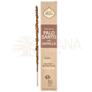 Ein einzelner palo santo räucherstäbchen von sagrada madre mit brauner rinde und schlankem holzfuß