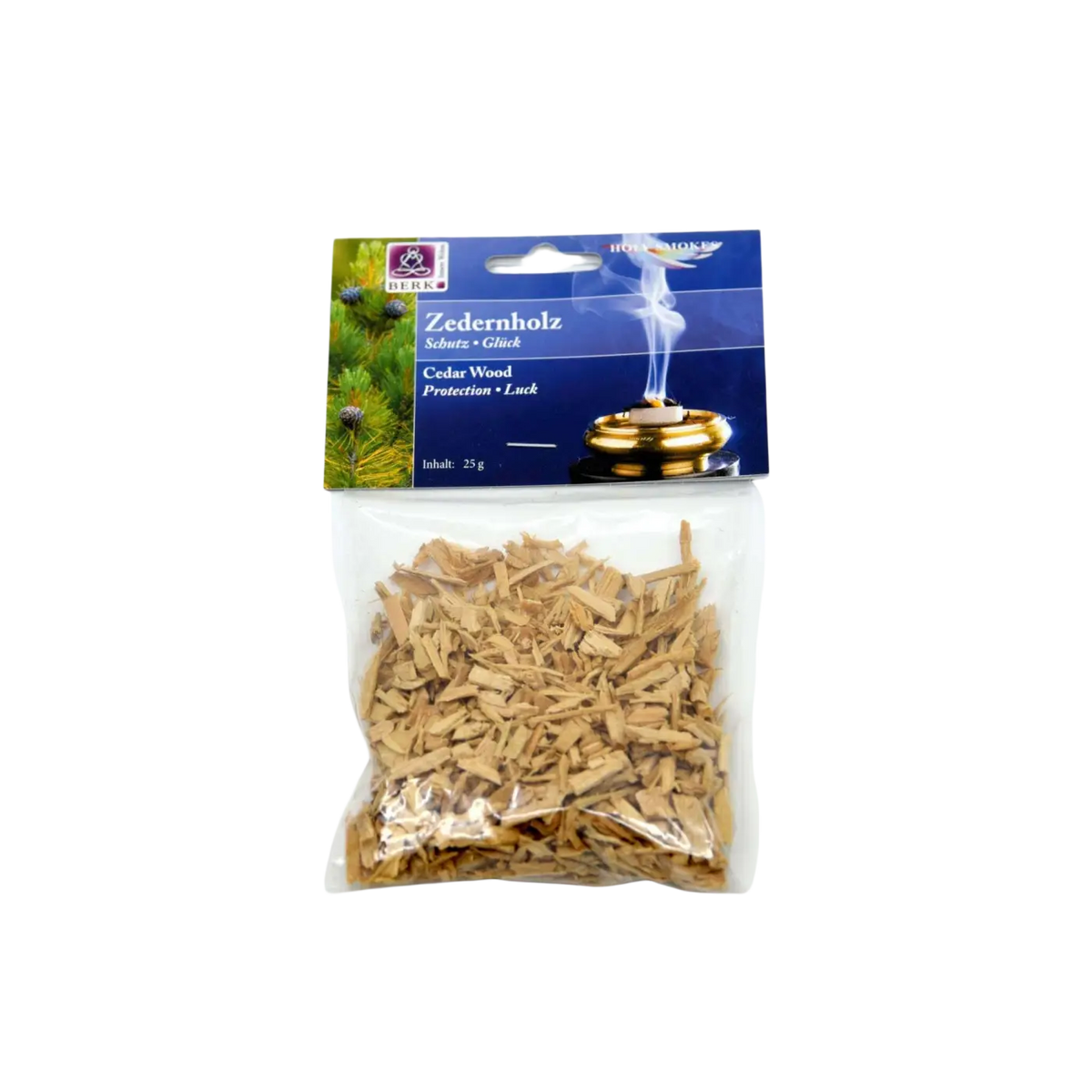 Dessauer Räucherware Zedernholz 25 g, hellbraune Räucherwaren für aromatisches Räuchern, in 25-Gramm-Packung.