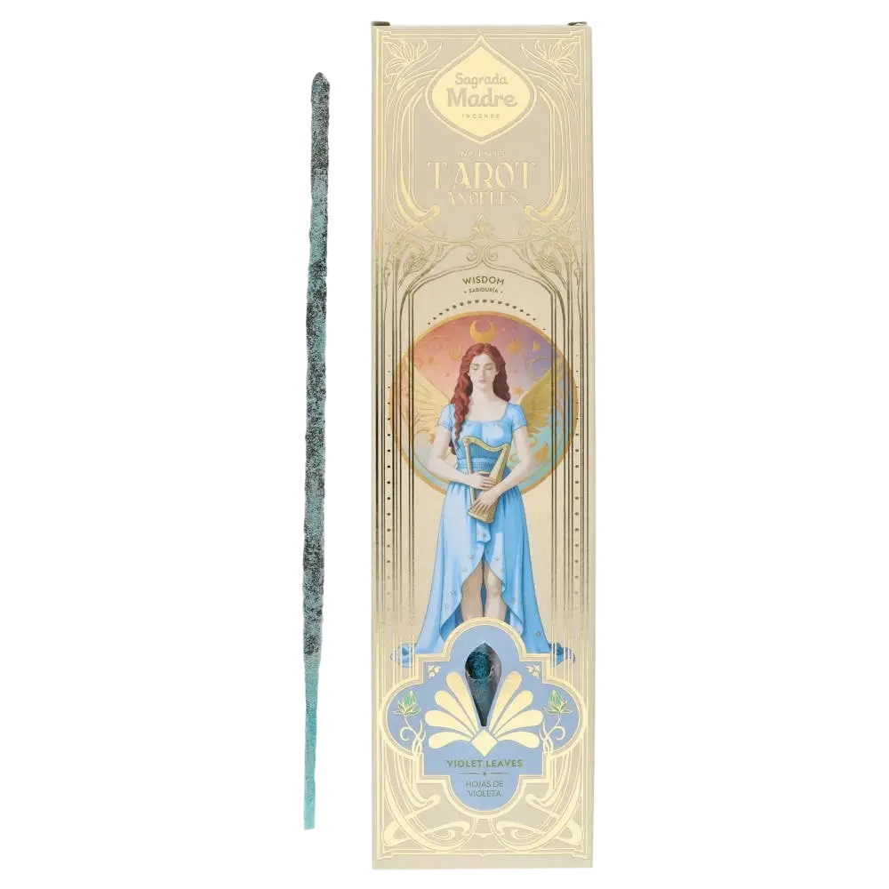 Räucherwerk Tarot Engel Weisheit mit Veilchenblätter von Vives de la Cortada S.L, schlanker Räucherstäbchenhalter, frisch und aromatisch