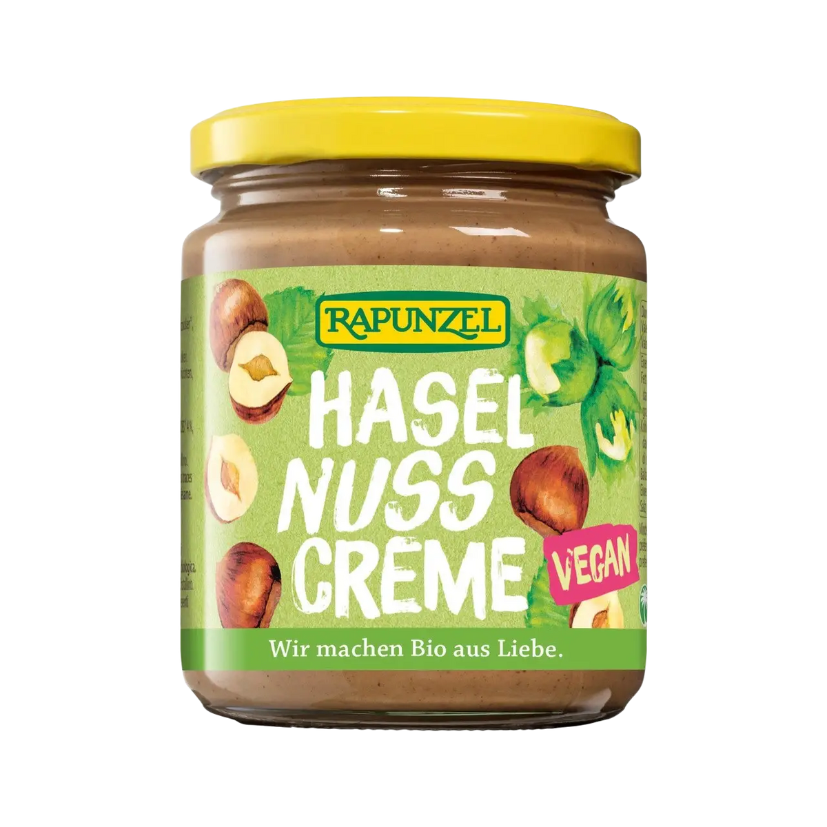Rapunzel Creme Haselnuss im Glas, veganer Brotaufstrich aus Bio-Haselnüssen, cremig und nussig, perfekt für Brot und Gebäck