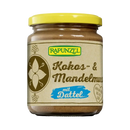 Jar rapunzel kokos-mandelmus mit dattel bio 250g mit gelbem deckel und beigem etikett im mana shop