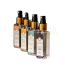 Clear glasflasche mit goldfarbenem sprayspender und schwarzem deckel für raumspray lavendel und lemongrass room spray von song of india