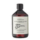Eine braune Flasche „Read/the/label“ natürliches Spülmittel mit Bergamotte & Grosso-Lavendel, einem weißen Etikett mit botanischer Illustration und einem schwarzen Klappverschluss.
