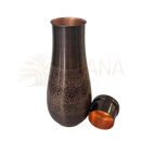 Elegante kupferkaraffe antik geätzt in dunkelbronze mit silberfiligranen mustern und passendem deckel