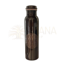 Eine reine kupferwasserflasche blume des lebens in dunkelbraunem metall mit silberner flower of life gravur von mana shop