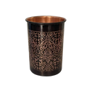 Reiner antiker Kupferbecher von Ayurveda Specialist B.V., graviert, 300 ml, schwer, dunkle Oberfläche, traditionelles Design