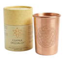 Reiner kupferbecher mit deckel und matter blume des lebens gravur für ayurvedisches trinken 300 ml