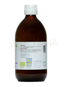 Braune glasflasche mit weißem schraubverschluss und ayurveda etikett für reines kokosöl bio-kokosöl von mana shop
