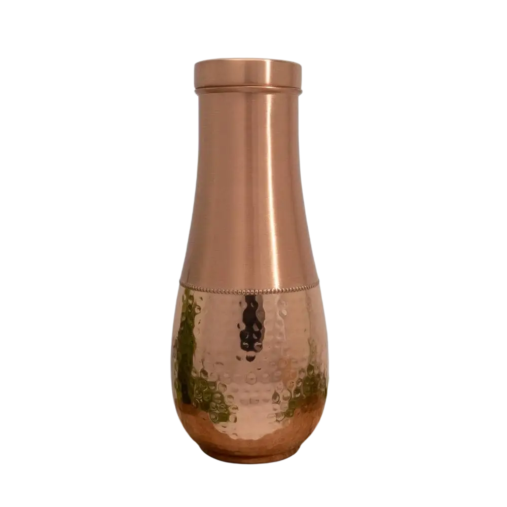 Reines Kupfer-Set mit tropfenförmiger Kupferkaraffe und zwei gehämmerten Kupferbechern, ca. 950 ml, von Ayurveda Specialist B.V.