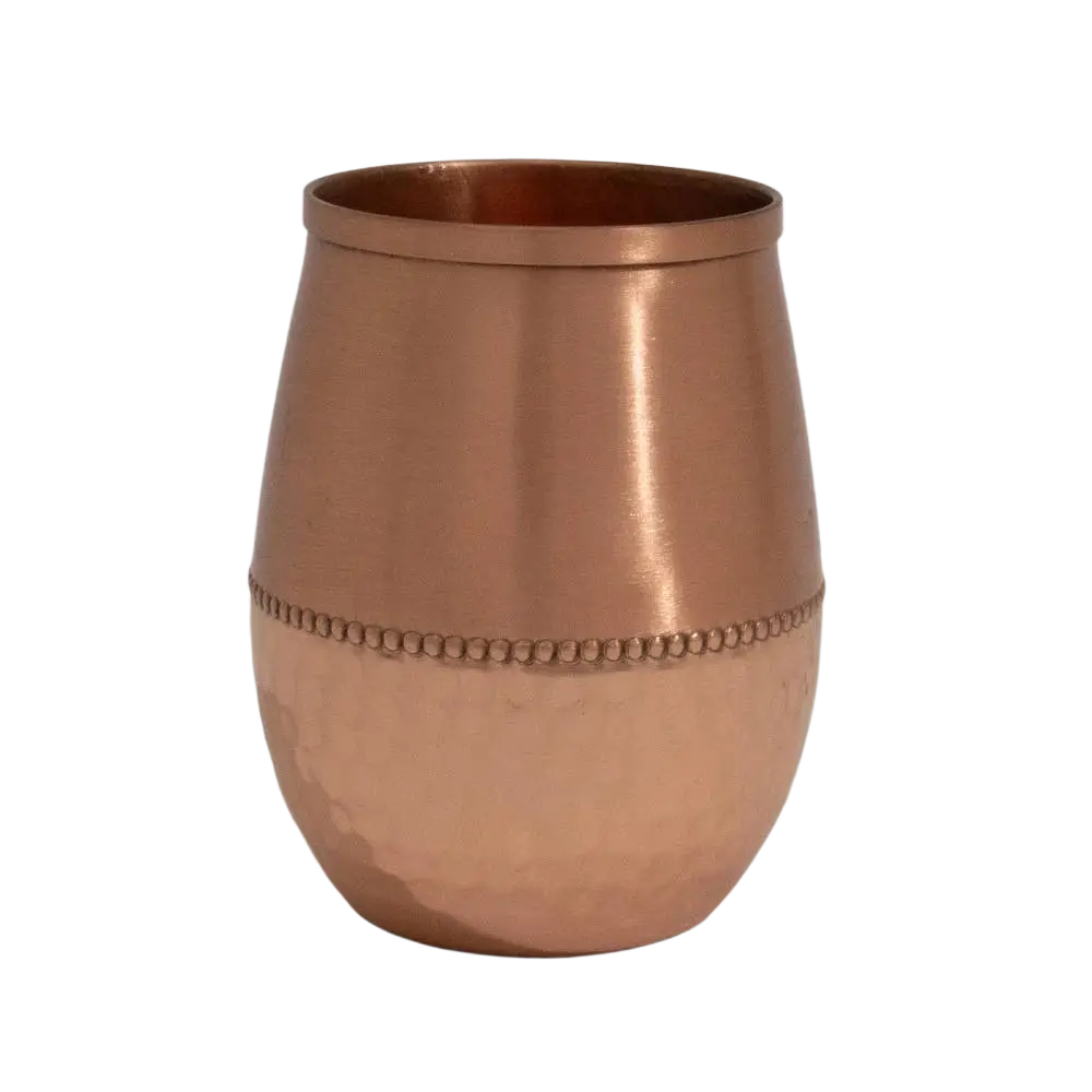 Reines Kupfer-Set mit tropfenförmiger Kupferkaraffe und 2 gehämmerten Kupferbechern, ca. 950 ml, von Ayurveda Specialist B.V.