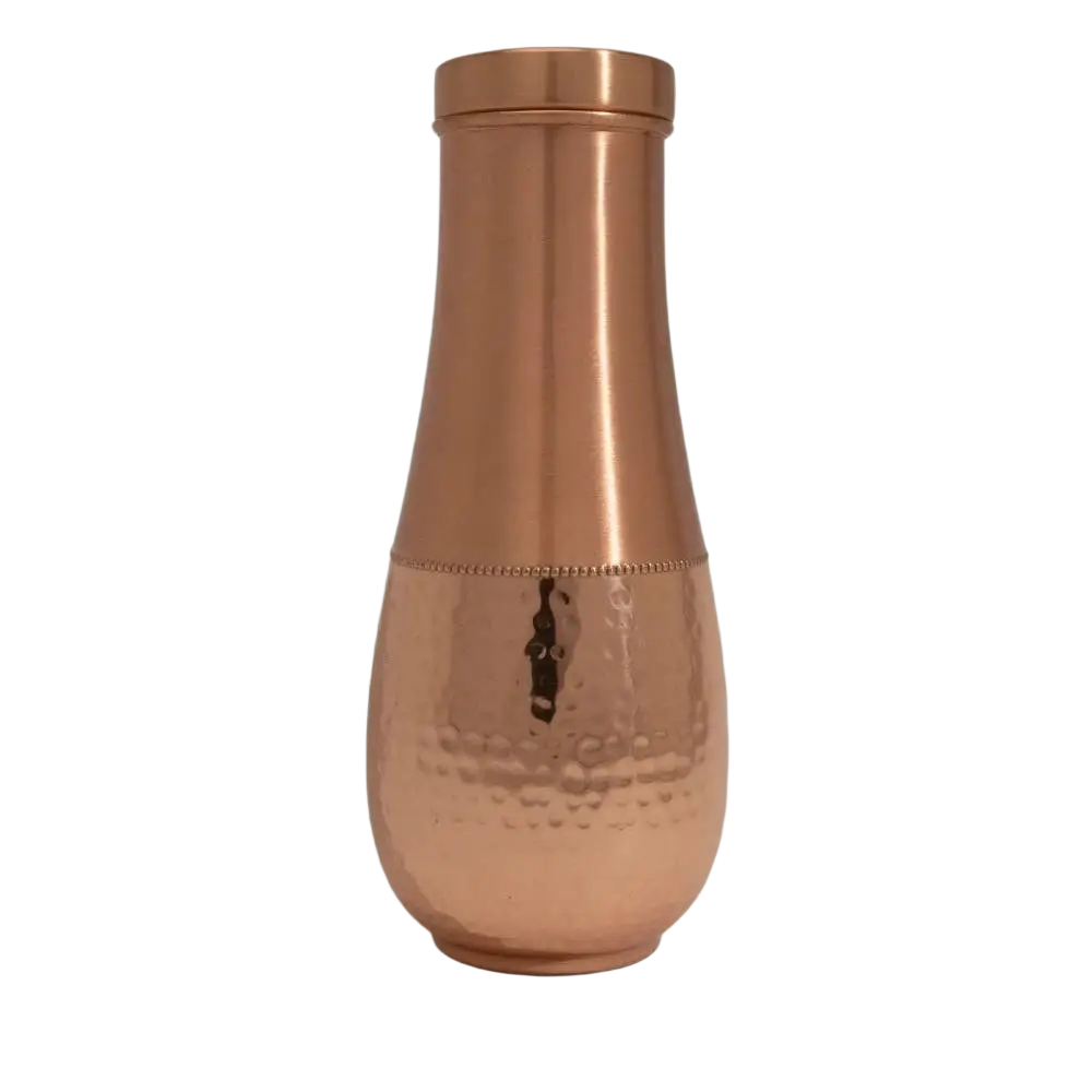Reines Kupfer-Set mit tropfenförmiger Kupferkaraffe und 2 gehämmerten Kupferbechern, 950 ml, von Ayurveda Specialist B.V.