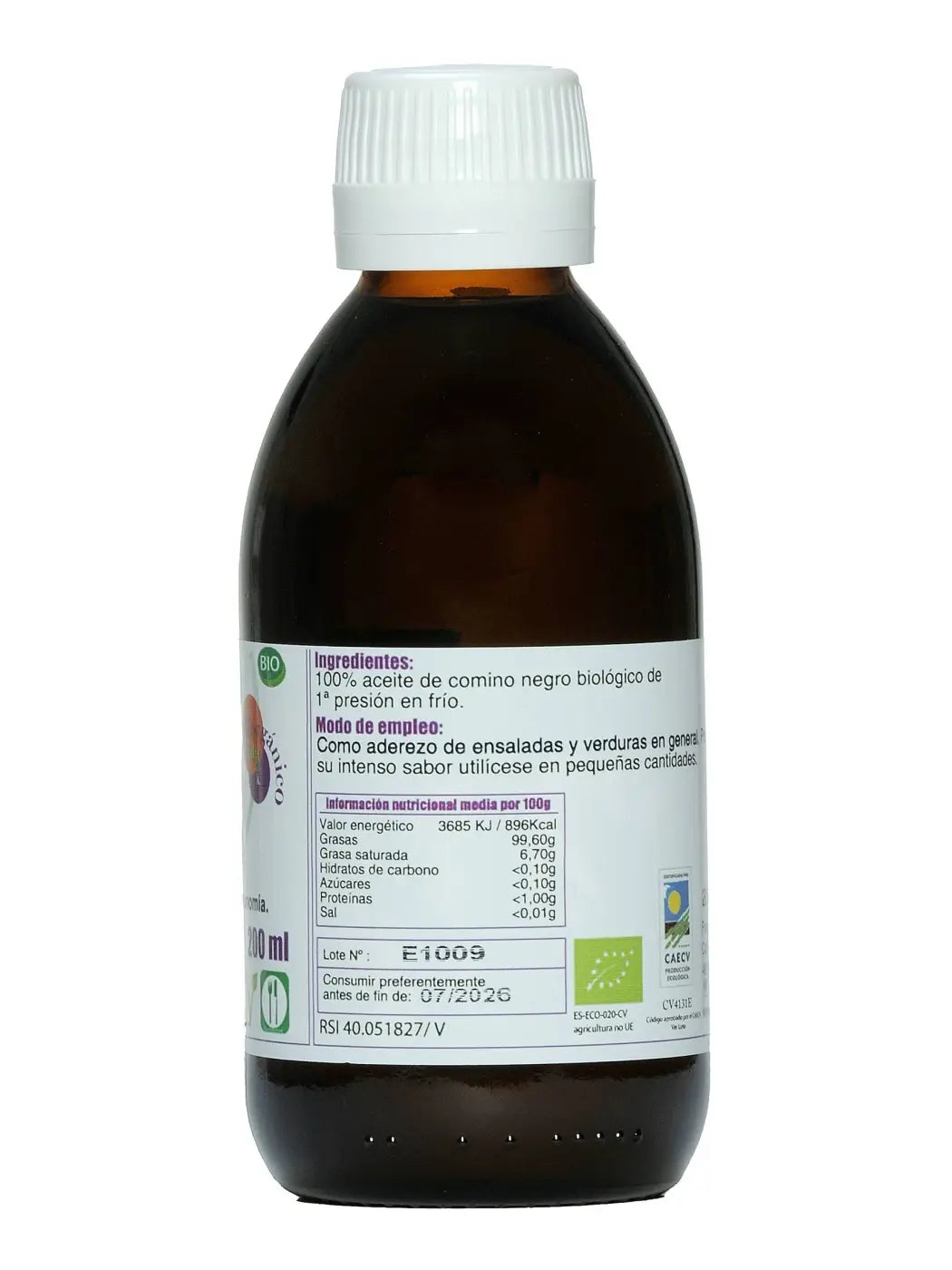 Reines Bio-Schwarzkümmelöl von Ayurveda Auténtico, aromatisches Öl für Küche und Gesundheit, flüssig in dunkler Flasche