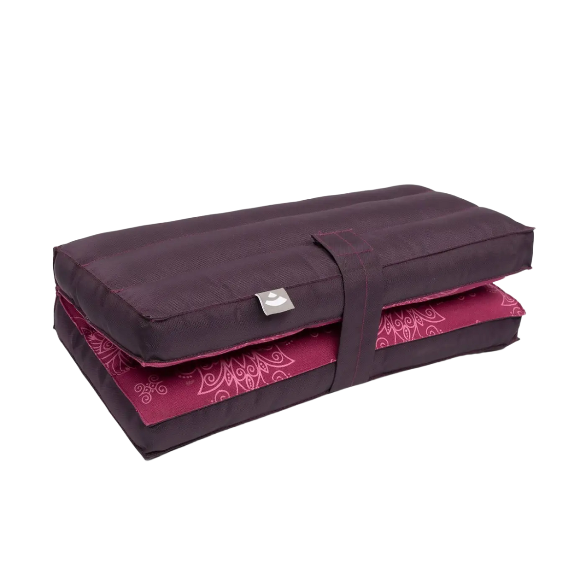 Dunkelviolettes, faltbares Meditationskissen der Maharaja Collection von Bodynova, ideal für unterwegs und Meditation.