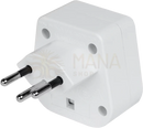 Weißer plastik reiseadapter uk schweiz mit zwei metallstiften und erdungsstift bei mana shop image to zoom