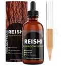 Amber glasflasche mit schwarzem tropfverschluss und etikett reishi mushroom extract von feel supreme im mana shop