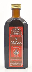 Klassisches Ayurveda Massageöl, Kottamchukkadi Amavata Öl von Ayurveda Rhyner in einer kleinen, dunklen Glasflasche.