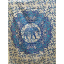 Blauer und petrolfarbener wandteppich mit lotus mandala elefant auf cremeweißem hintergrund bettüberwurf lotus mandala