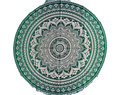 Grünes und weißes ritueltuch mandala 200x220cm mit floralen mustern ideal als wandtuch oder strandtuch
