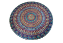 Vibrantes blau-goldenes mandala 200x220cm ritueltuch mit filigranen elefantenmustern als wandtuch oder strandtuch