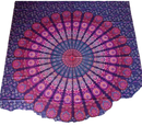 Vibrantes mandala 200x220cm ritueltuch in lila und pink mit paisley mustern als wandtuch oder strandtuch