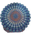Vibrantes mandala 200x220cm ritueltuch mit blauem paisley und floralen mustern in erd- und weißtönen