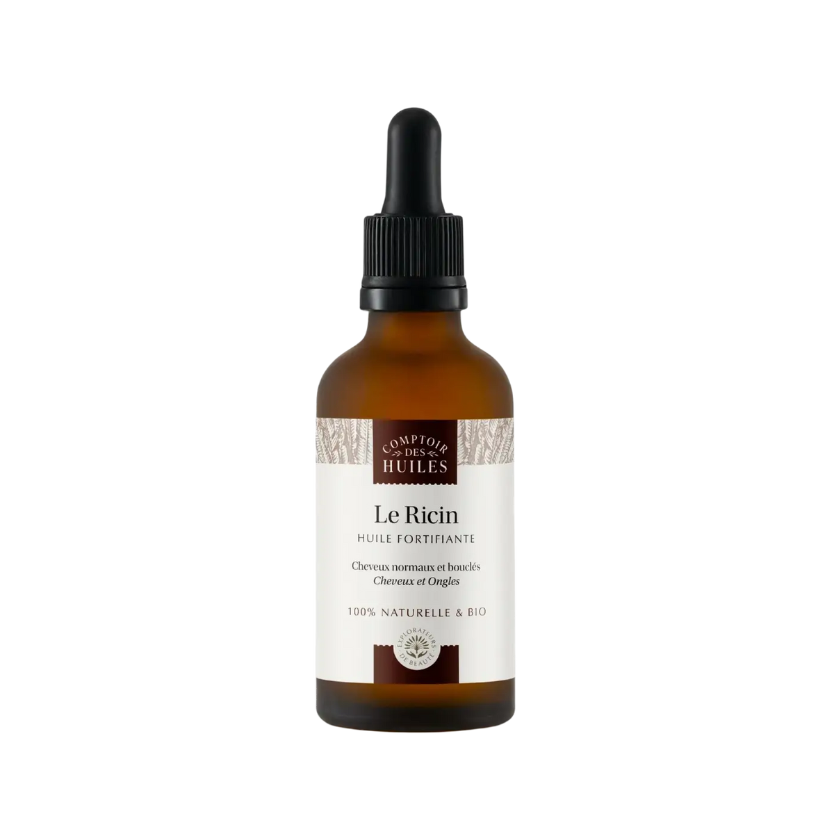 Bio Rizinusöl von Comptoir des Huiles in brauner Glasflasche, ideal für Haarpflege, 500 ml, schwarze Verpackung