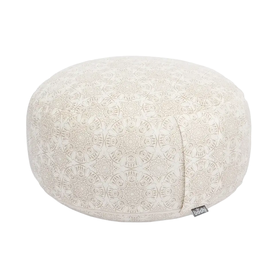 Bodynova Meditationskissen RONDO Maharaja Collection Madurai in Ecru, 32 × 13 cm, bequemer Sitzkissen für Meditation.