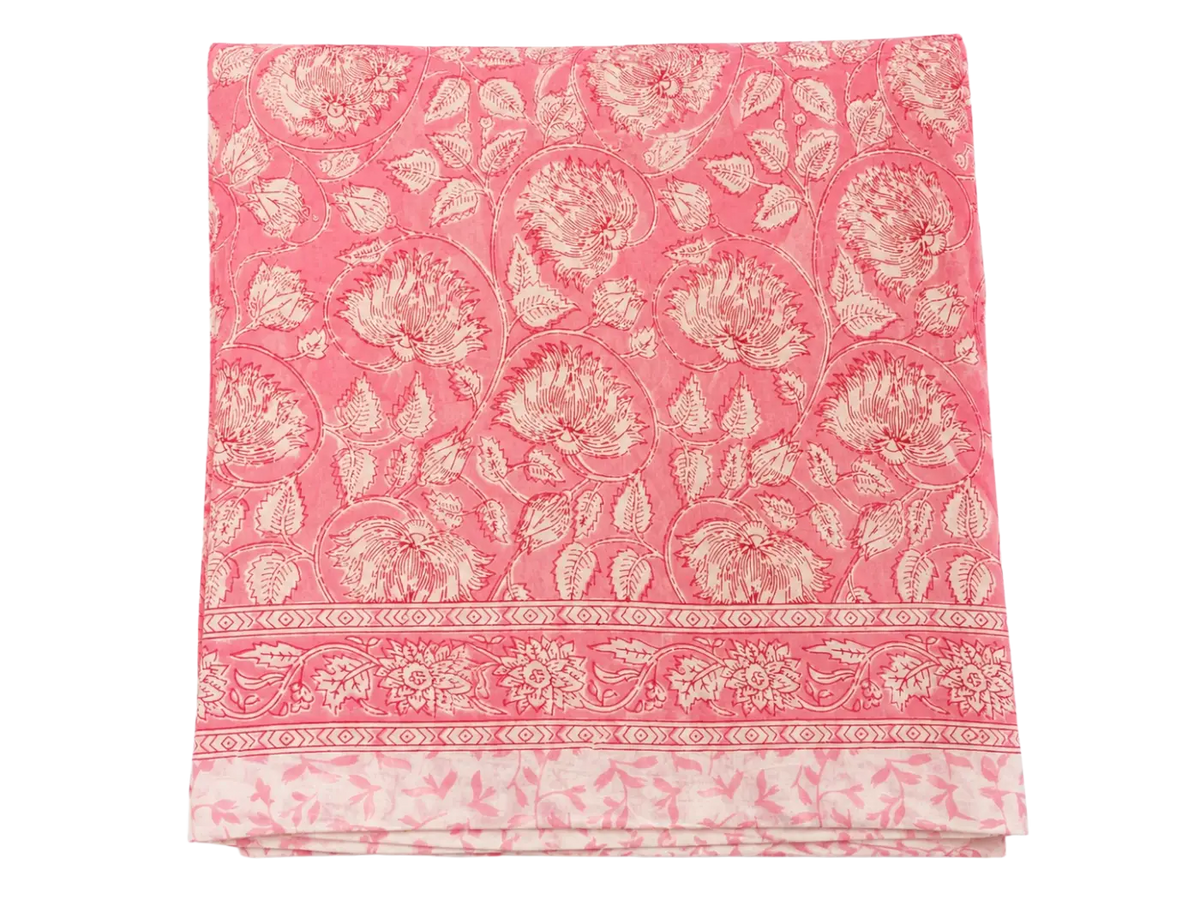Rosen Lunghi Sarong Tuch aus Baumwolle, 180x108cm, in Rosa, mit Blumendruck, von Mana Shop für Strand und Freizeit.