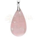 Rosenquarz cabochon anhänger in tropfenform mit silberfarbenem metallbail von vives de la cortada sl