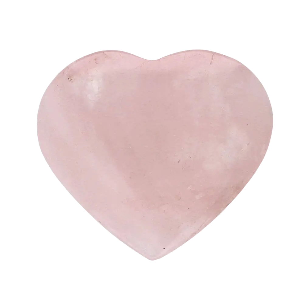 Rosenquarz-Herz Schmuck von Vives de la Cortada SCP, glatter durchscheinender rosa Kristall in Herzform