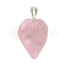Rosenquarz herzanhänger mit glattem, durchscheinendem rosa stein und silberfarbenem anhänger von mana shop