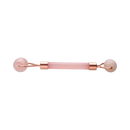 Rosenquarz massagegerät doppelrolle mit rosa steinrollen und roségold metall für gesichtsmassage