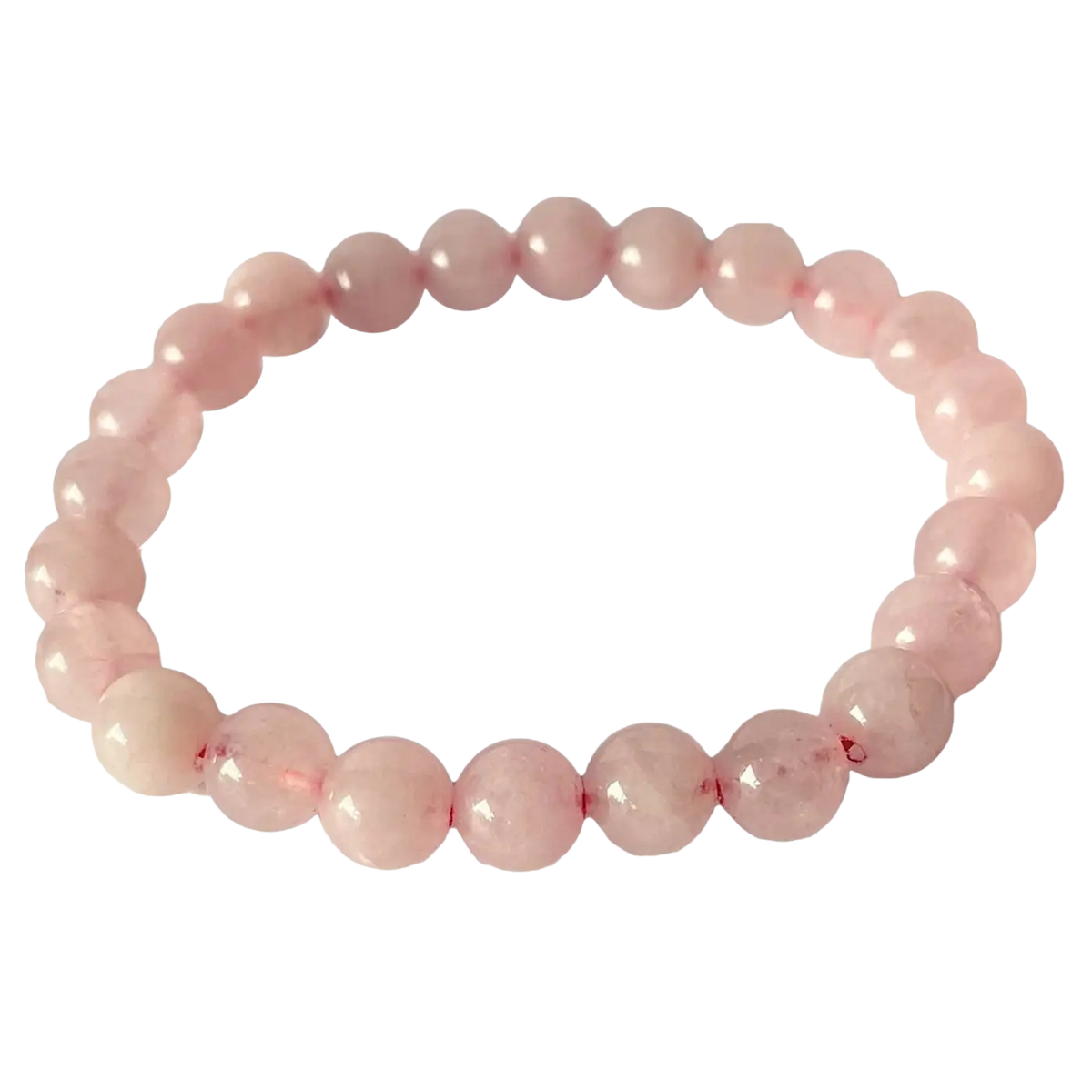 Zartes rosafarbenes Rosenquarz Perlen Armband von Yak & Yeti, elegantes Schmuckstück mit glatten Perlen