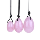 Gebohrtes Rosenquarz Yoni-Ei von Mana Shop, 45x35 mm, handgefertigt, für Beckenboden-Training und Energiearbeit