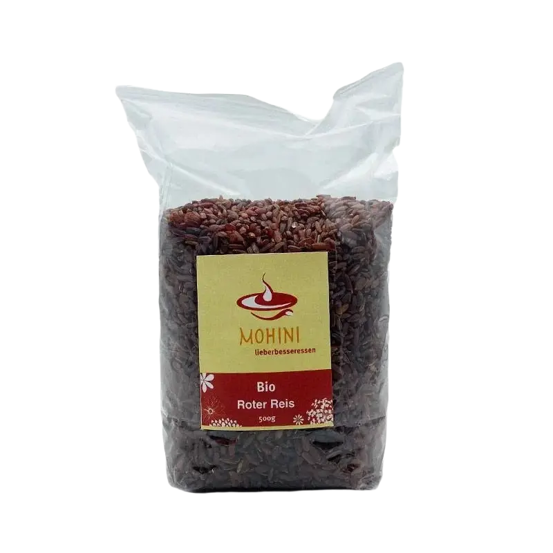 Bio roter Kattuyanam Ayurveda Reis von Mohini, 500g, Getreide und Hülsenfrüchte, naturbelassen und reich an Ayurveda-Qualität