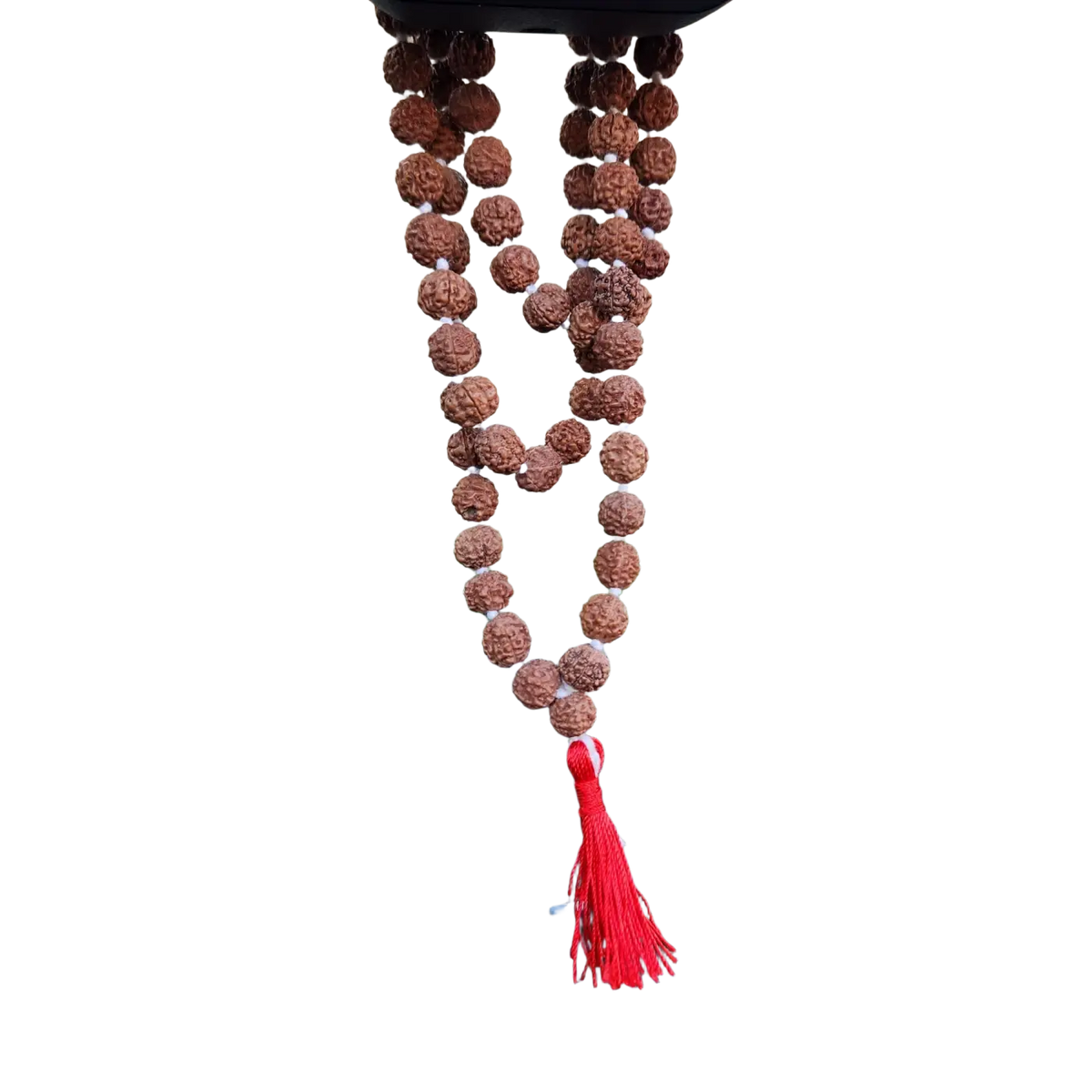 Braune Rudraksha Mala Gebetskette aus Yak & Yeti Schmuck mit strukturieren Rudraksha-Perlen, spirituelles Gebetsaccessoire
