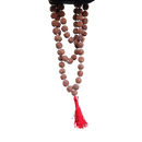 Braune Rudraksha Mala Gebetskette aus Yak & Yeti Schmuck mit strukturieren Rudraksha-Perlen, spirituelles Gebetsaccessoire
