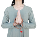 Braune Rudraksha Mala Gebetskette aus strukturierten Perlen, kunstvoller Schmuck von Yak & Yeti.