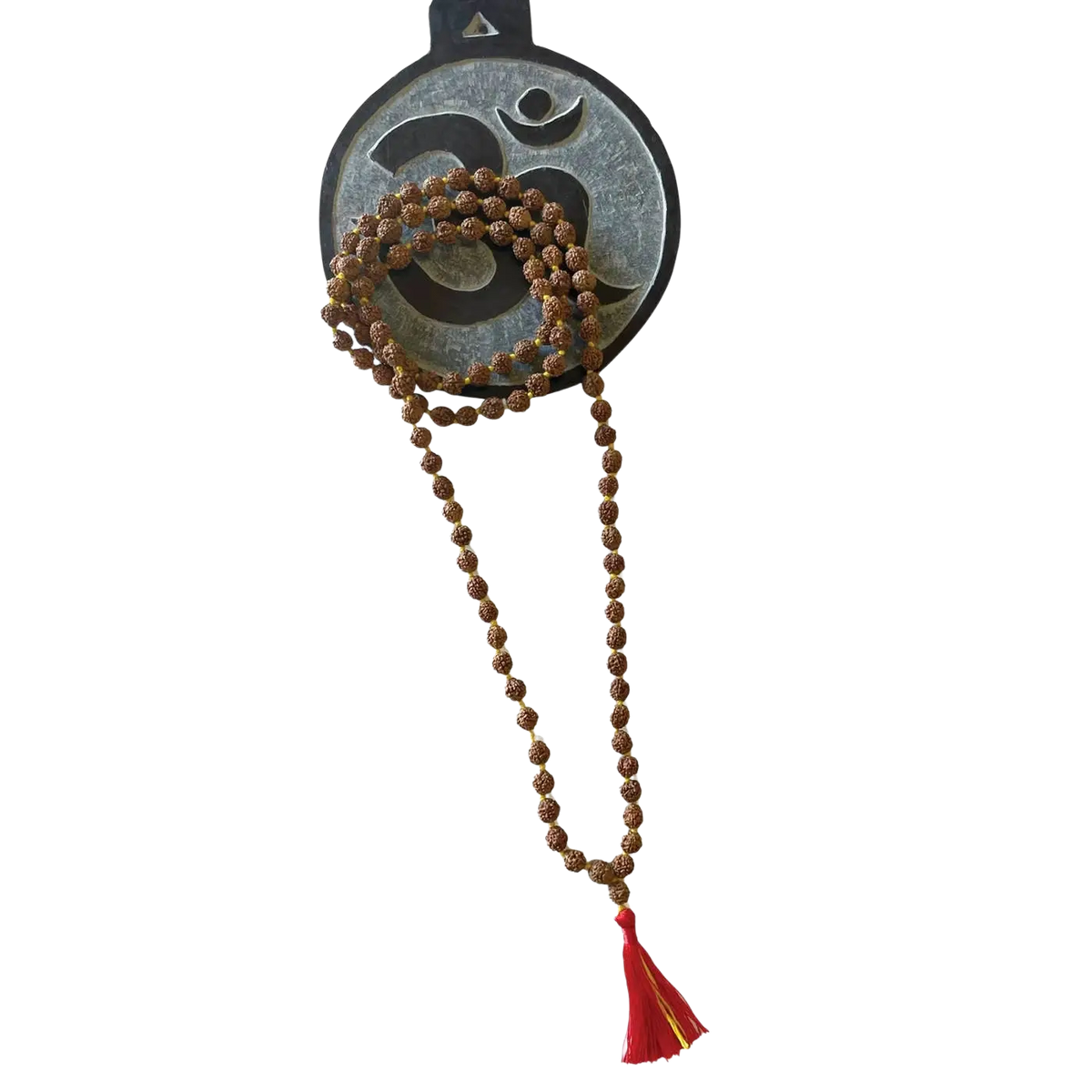 Braune Rudraksha Mala Gebetskette aus strukturierten Perlen, handgefertigter Schmuck von Yak & Yeti