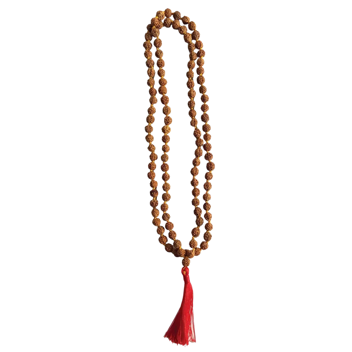 Braune Rudraksha Mala Gebetskette aus strukturierten Perlen, handgefertigter Schmuck von Yak & Yeti