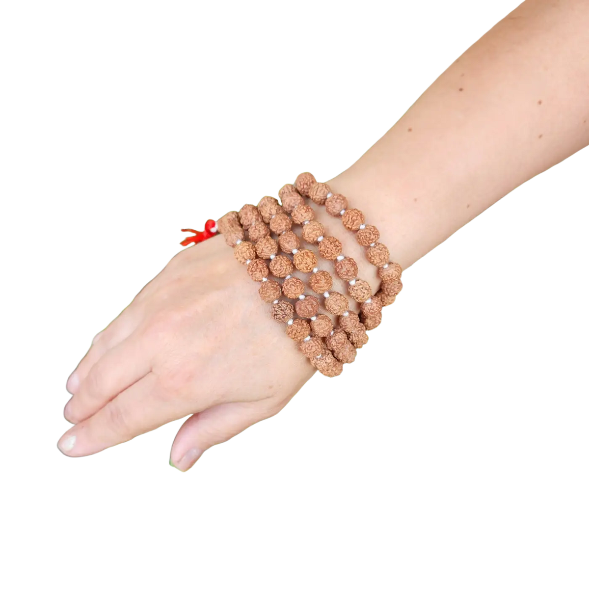 Halskette mit braunen Rudraksha-Perlen, Yak & Yeti Gebetskette, strukturierte Seed Beads, Schmuck für Meditation und spirituelle Praxis